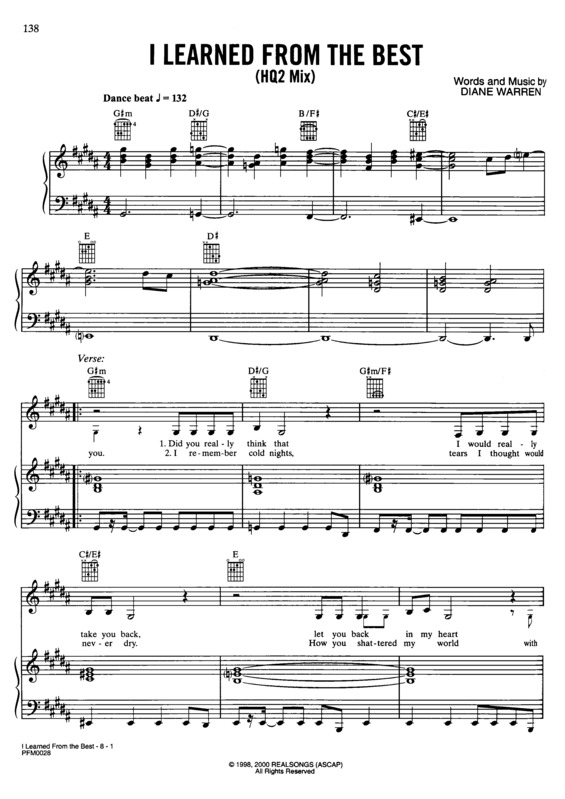 Partitura da música I Learned From The Best v.2