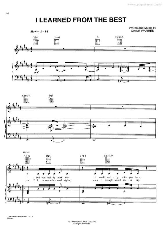 Partitura da música I Learned From the Best