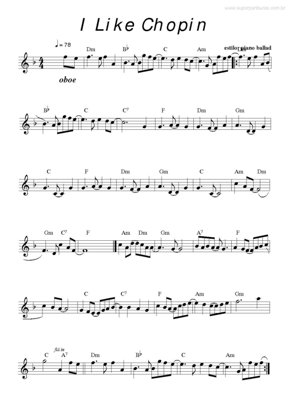 Partitura da música I Like Chopin v.3