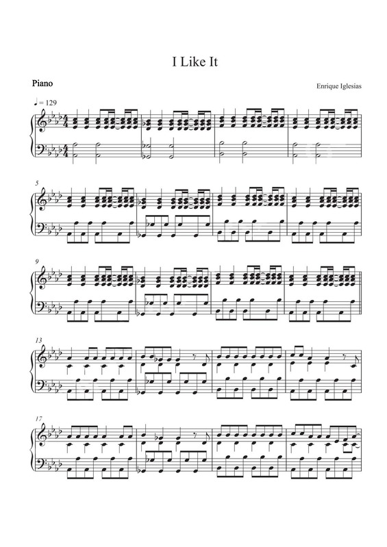 Partitura da música I Like It