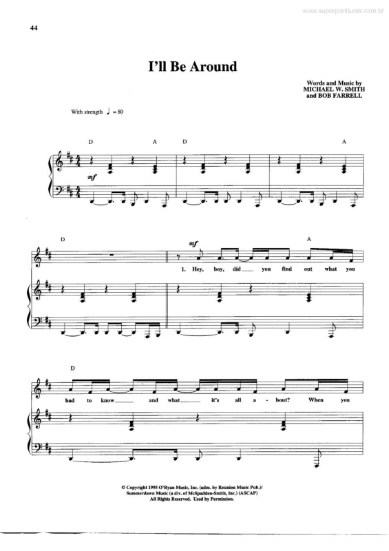 Partitura da música I`ll Be Around