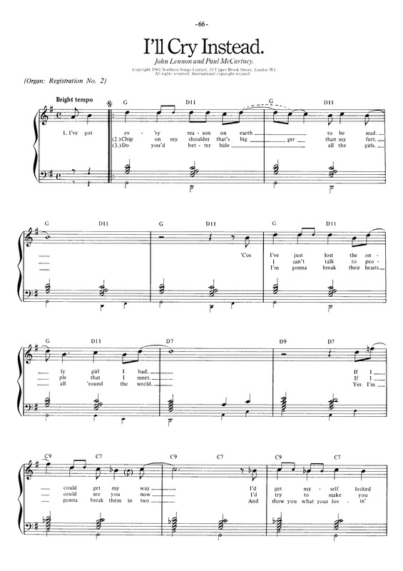 Partitura da música I´ll Cry Instaed