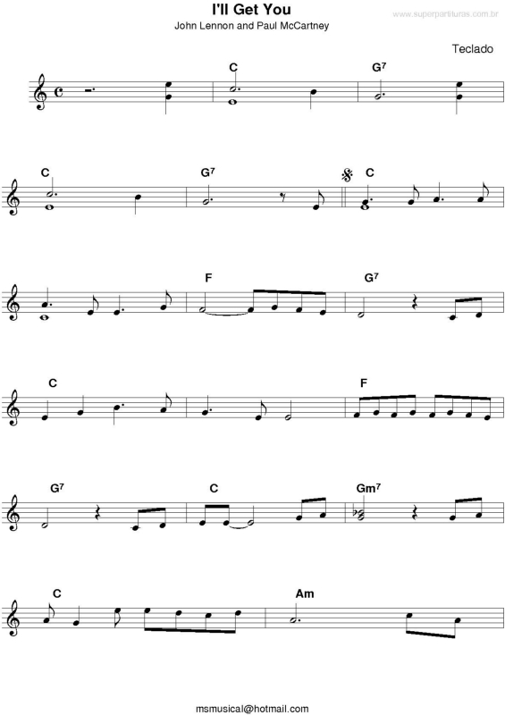 Partitura da música I`ll Get You v.2