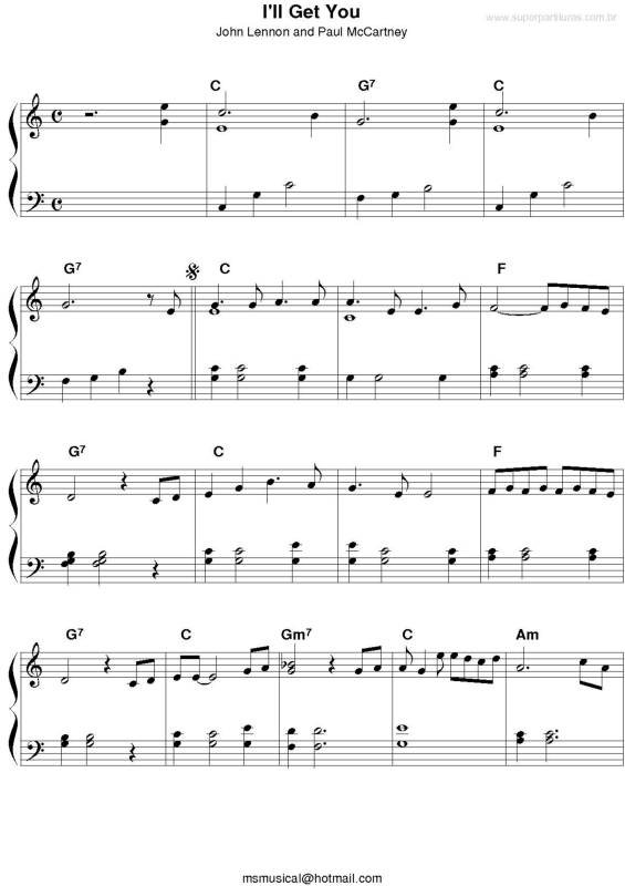 Partitura da música I`ll Get You