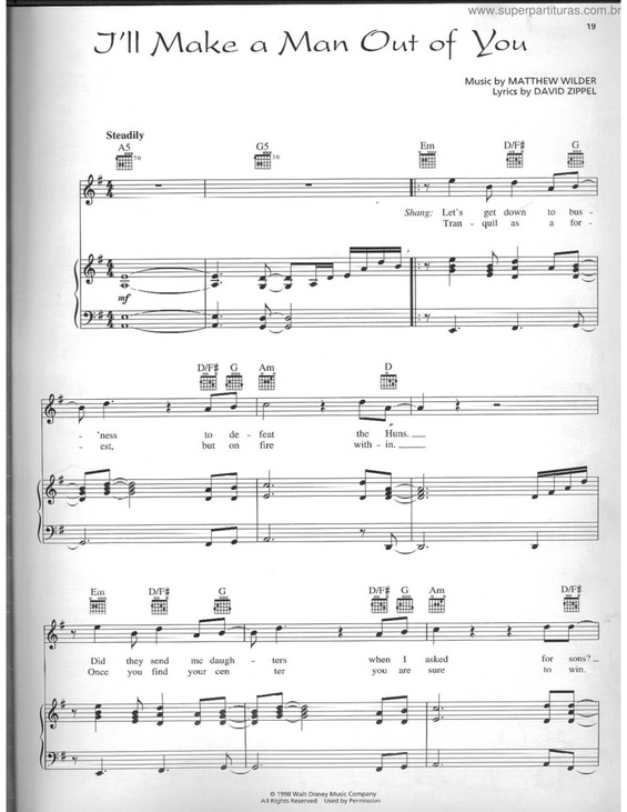 Partitura da música I`ll Make A Man Out Of You