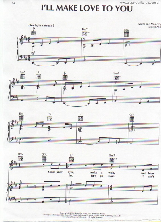 Partitura da música I`ll Make Love To You