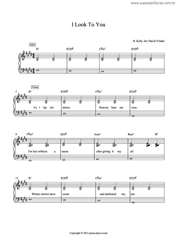 Partitura da música I Look To You v.2