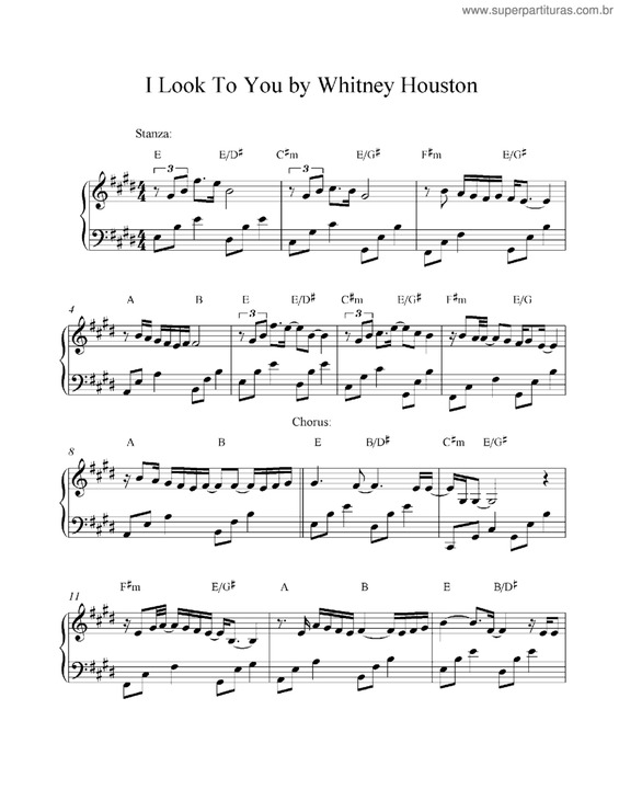 Partitura da música I Look To You v.3