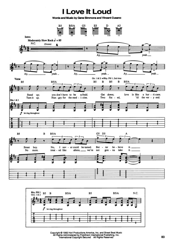 Partitura da música I Love It Loud v.4