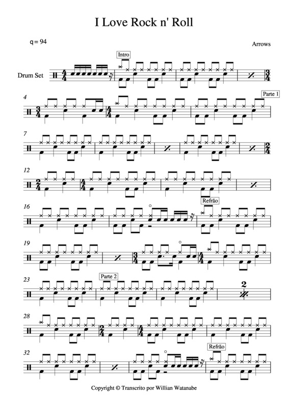 Partitura da música I Love Rock and Roll