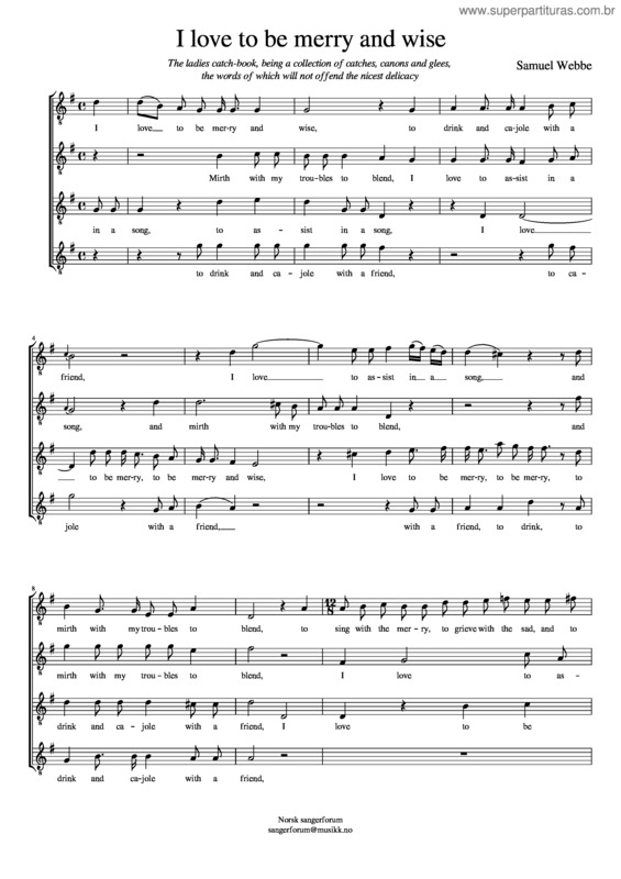 Partitura da música I Love To Be Merry And Wise – Samuel Webbe
