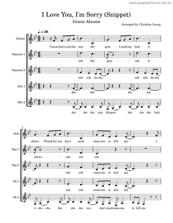 Partitura da música I Love You, I`M Sorry – Gracie Abrams v.3