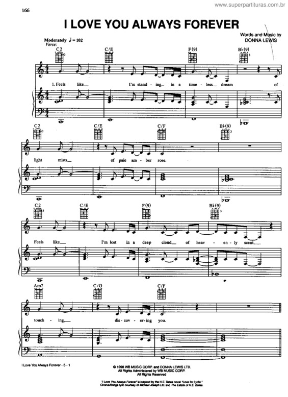Partitura da música I Love You Always Forever