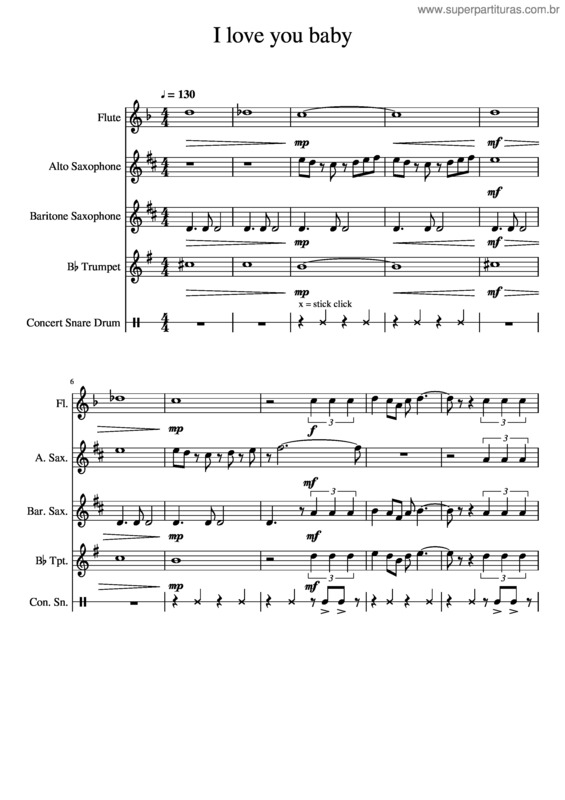 Partitura da música I Love You Baby v.4
