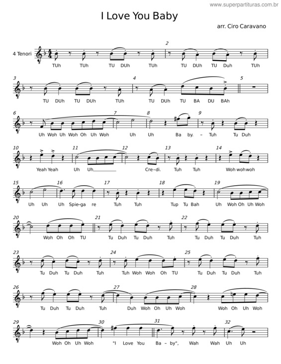 Partitura da música I Love You Baby v.6