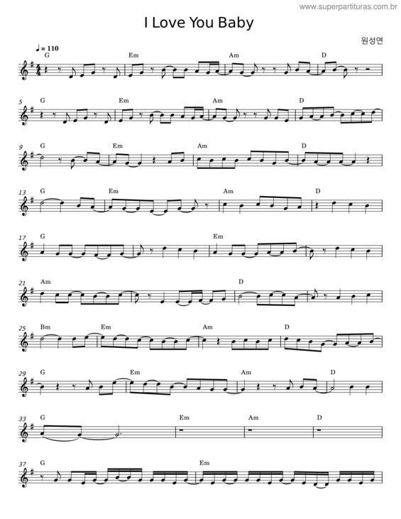 Partitura da música I Love You Baby v.7