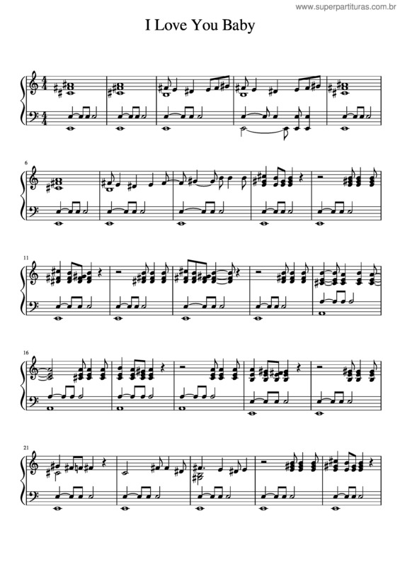Partitura da música I Love You Baby