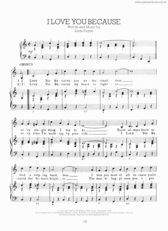 Partitura da música I Love You Because v.2