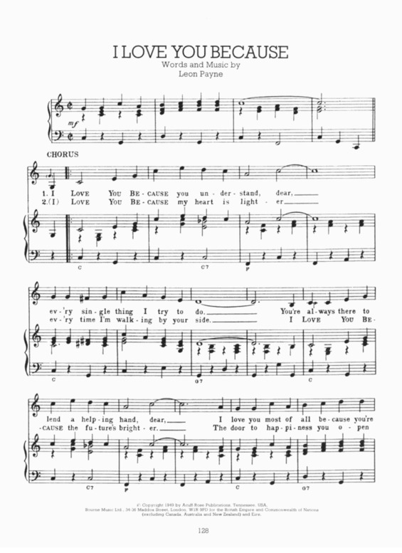 Partitura da música I Love You Because v.3