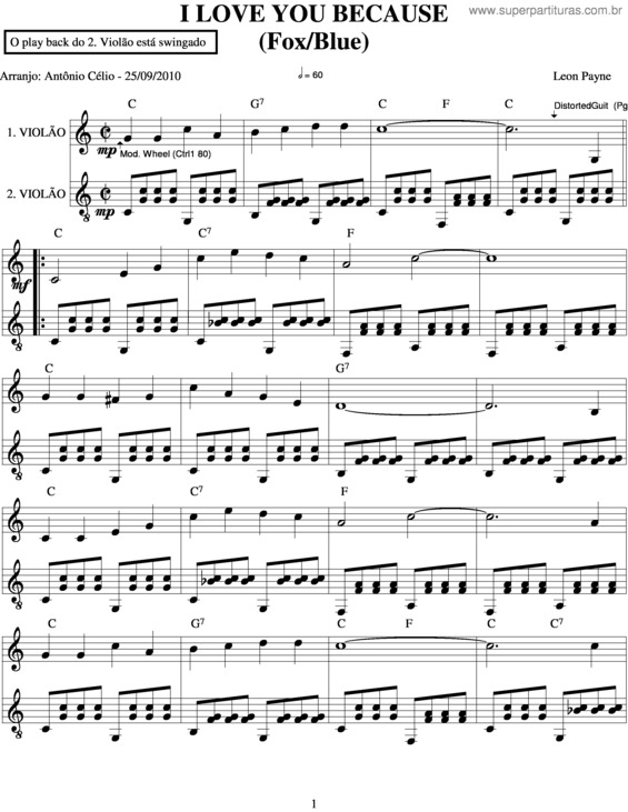 Partitura da música I Love You Because