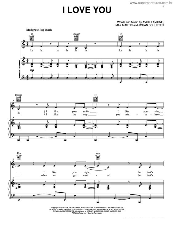 Partitura da música I Love You v.4