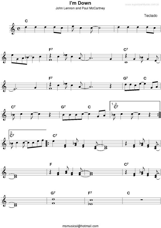 Partitura da música I`m Down v.2