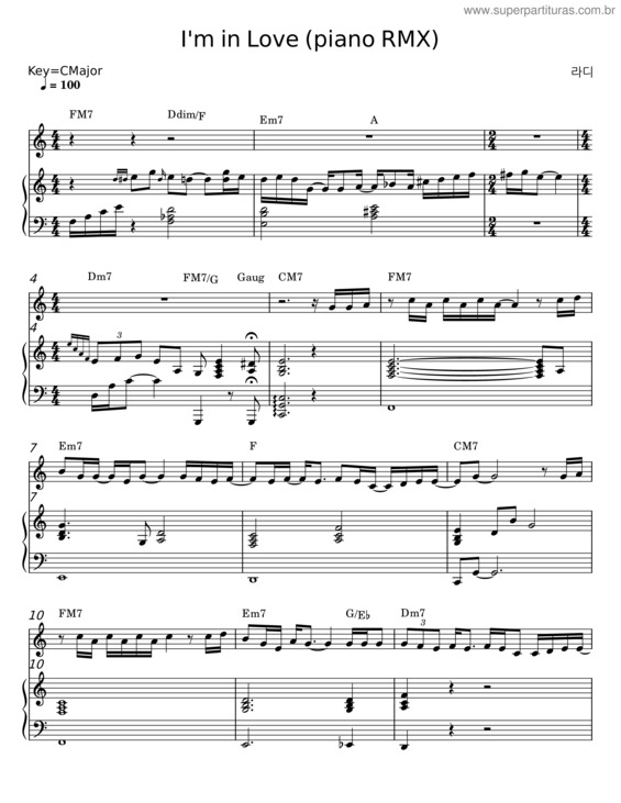 Partitura da música I`M In Love – Ra.D