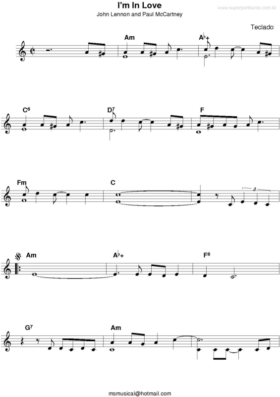 Partitura da música I`m In Love v.2