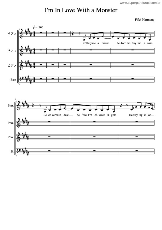 Partitura da música I`M In Love With A Monster – Fifth Harmony