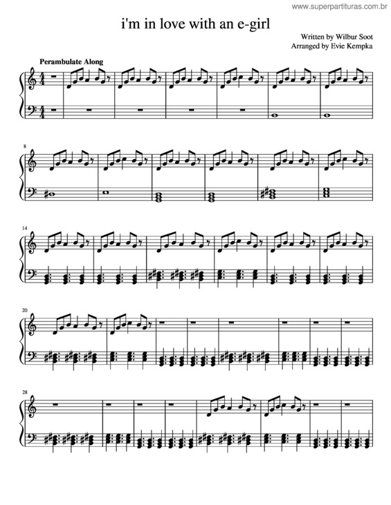 Partitura da música I`M In Love With An E–Girl