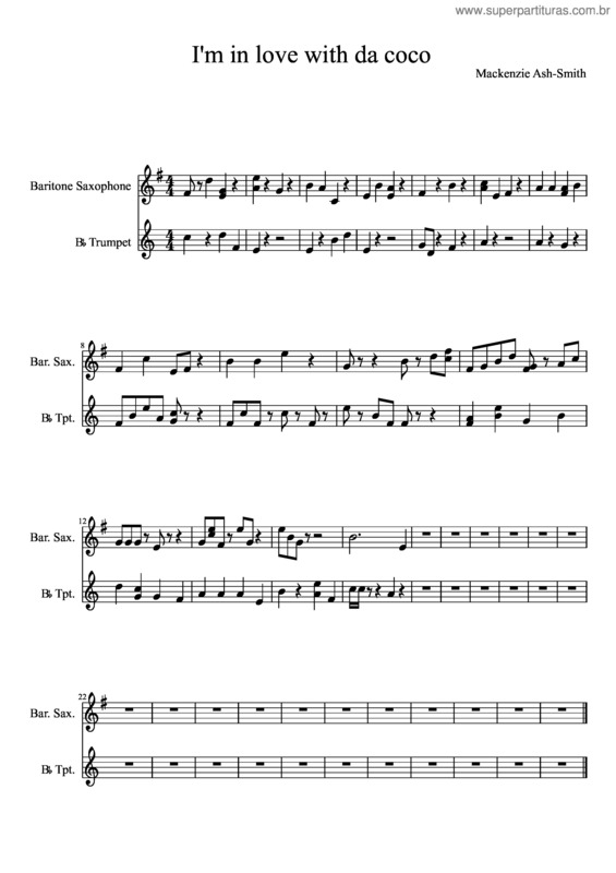Partitura da música I`M In Love With Da Coco