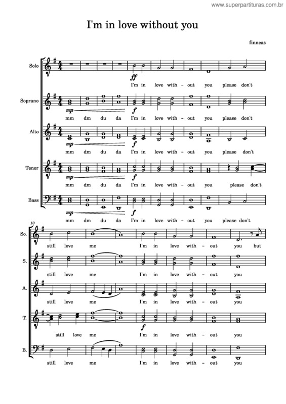 Partitura da música I`M In Love Without You – Finneas