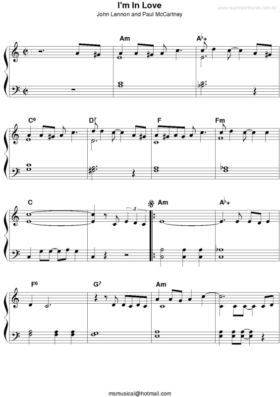 Partitura da música I`m In Love