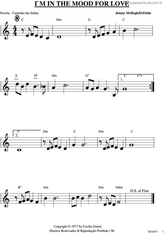 Partitura da música I`M In The Mood For Love v.2