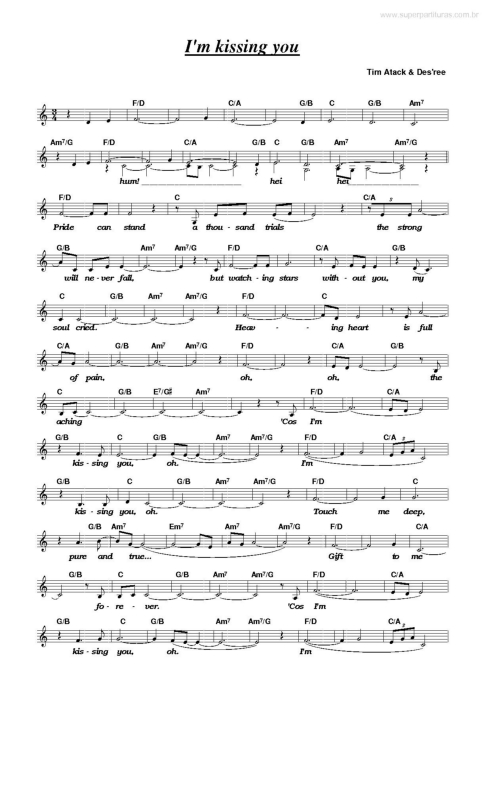 Partitura da música I`m Kissing You