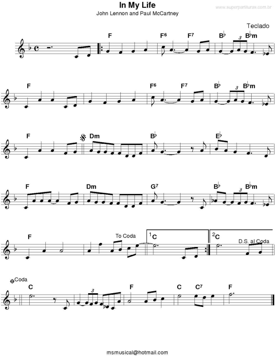 Partitura da música I`m My Life v.2