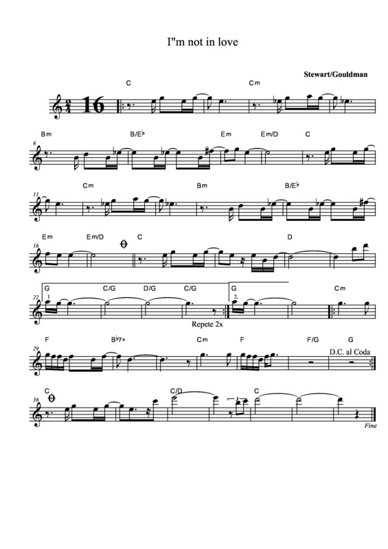 Partitura da música I´m Not In Love v.3