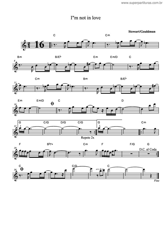 Partitura da música I'm Not In Love v.4