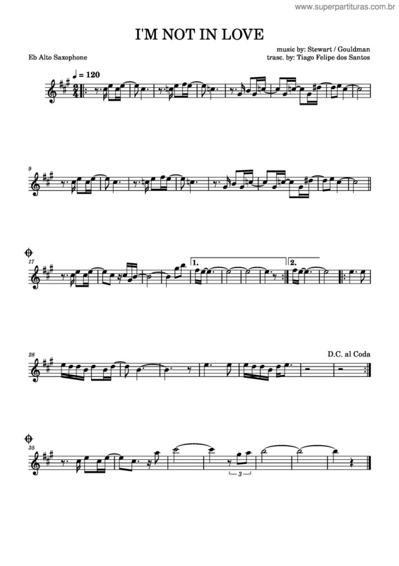 Partitura da música I`M Not In Love v.6