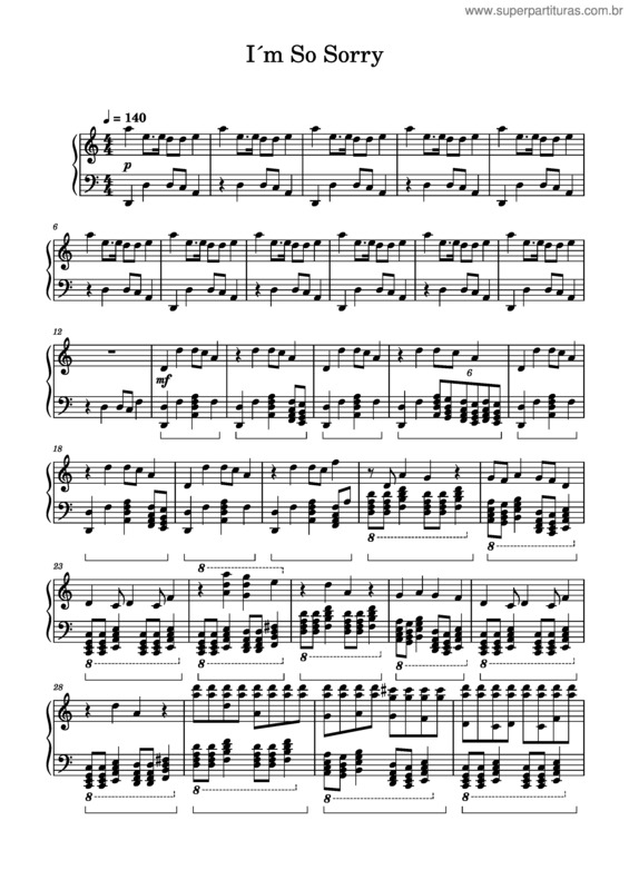 Partitura da música I`M So Sorry – Imagine Dragons v.2