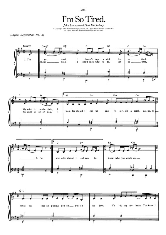 Partitura da música I´m So Tired v.5