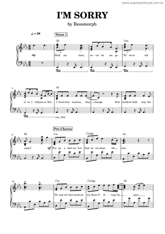 Partitura da música I`M Sorry – Besomorph