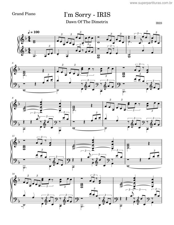 Partitura da música I`M Sorry – Dagames I`M Sorry