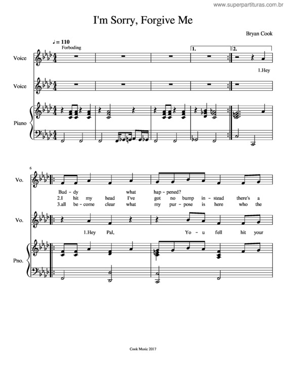 Partitura da música I`M Sorry, Forgive Me