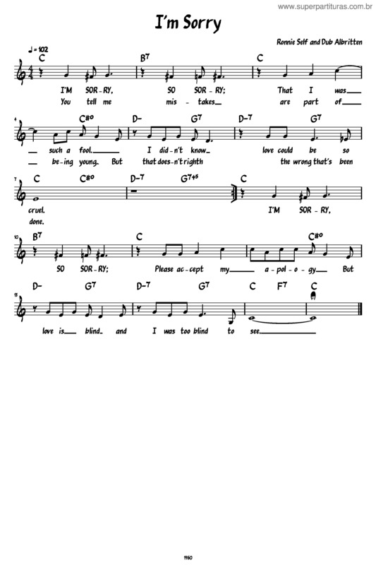 Partitura da música I`M Sorry v.2
