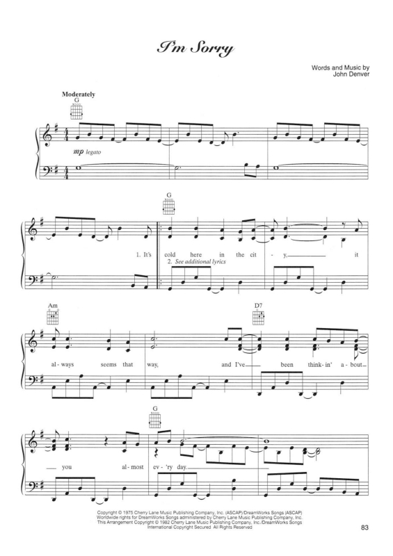 Partitura da música I`m Sorry