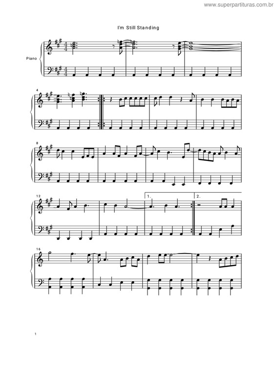 Partitura da música I'm Still Standing v.2