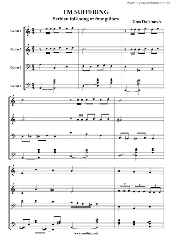 Partitura da música I`M Suffering