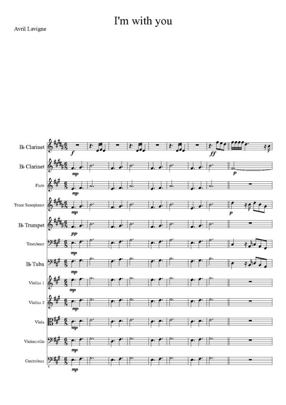 Partitura da música I`m With You v.3