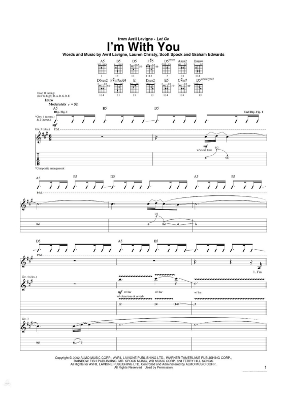 Partitura da música I`m With You